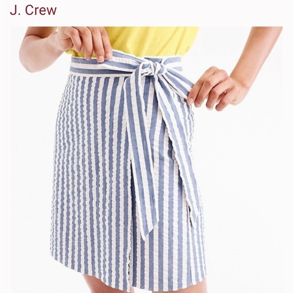 J.Crew Striped Textured Wrap Mini Skirt